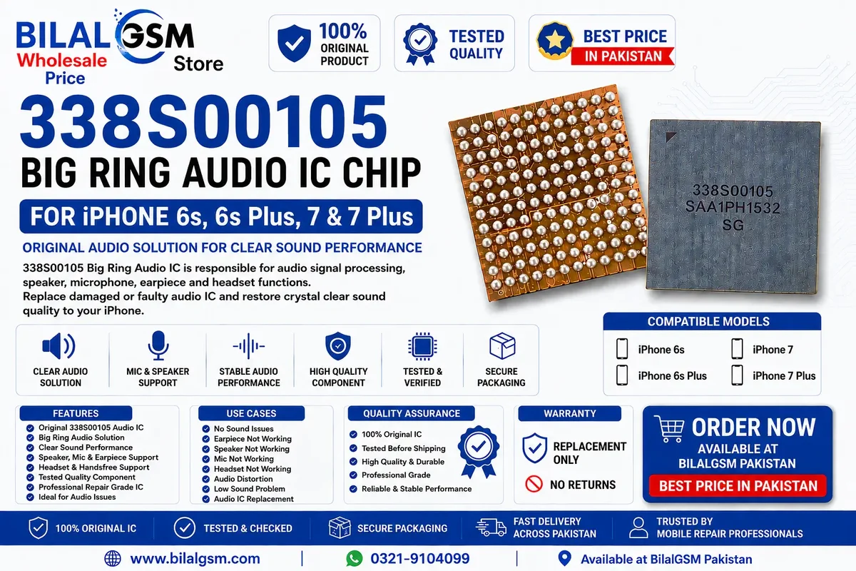338S00105 Big Ring Audio IC Chip for iPhone 6s, 6s Plus, 7, and 7 Plus &ndash; Best Price at BilalGsm